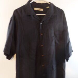 Tommy Bahama Men's Black Silk Shirt M Short Sleeve Button Front